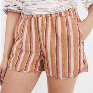 NWT! Madewell Linen-Cotton Stripe Pull-On Shorts